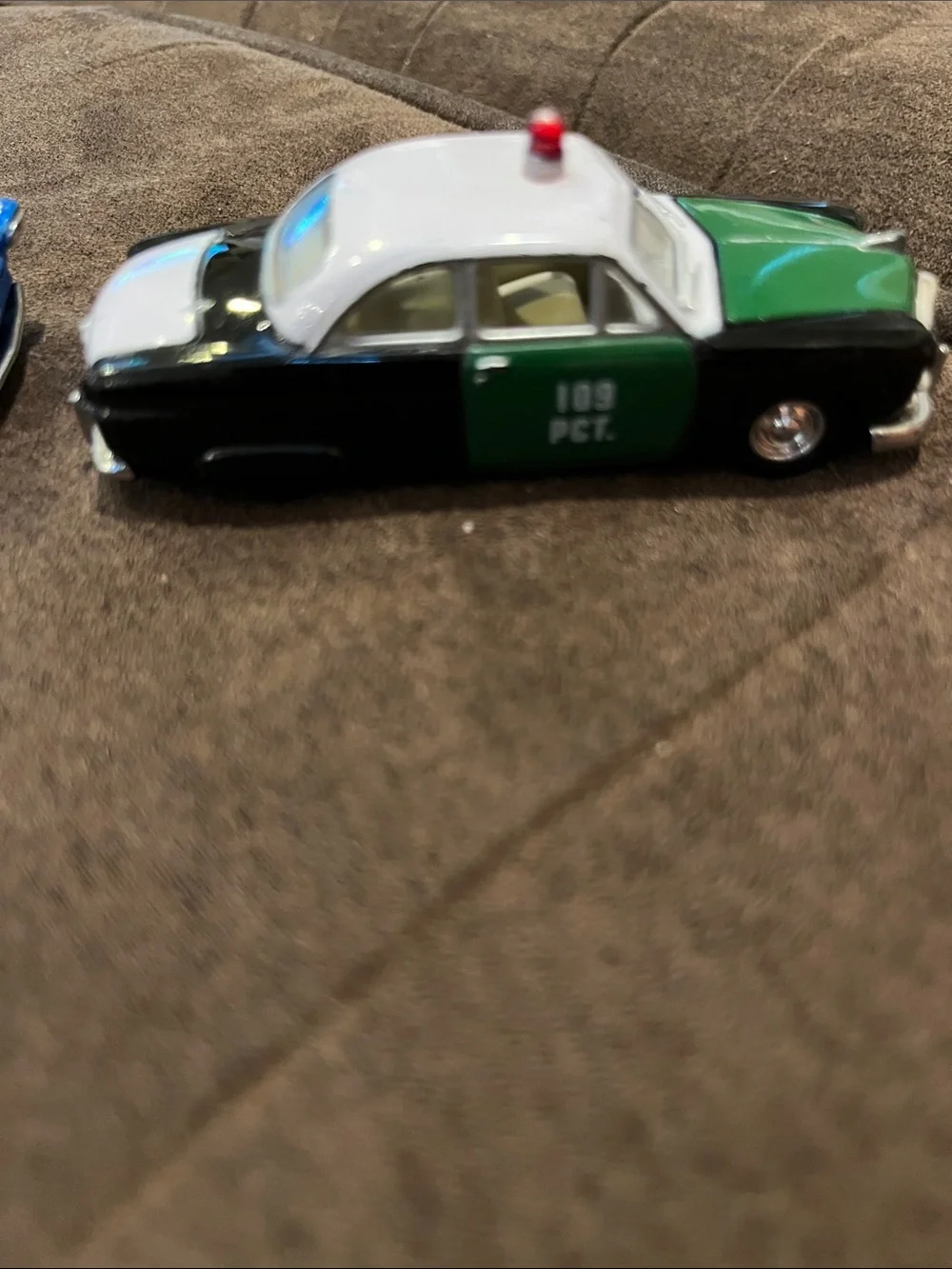 Die-Cast Kids Toy Police Car Set - Blue, White, Green
